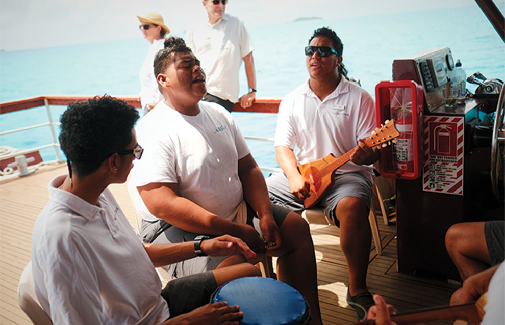 a group of people on a boat