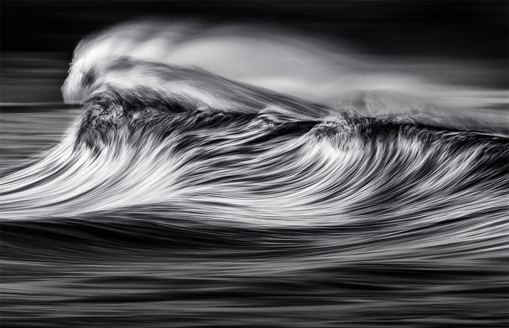 closeup of a wave crashing