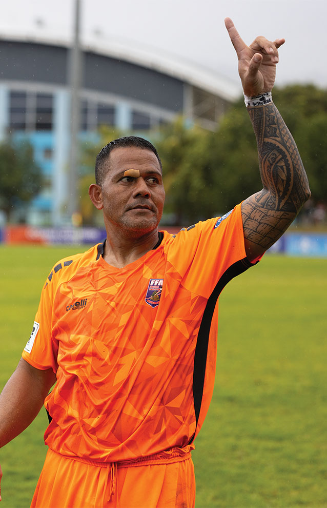 person in an orange football uniform