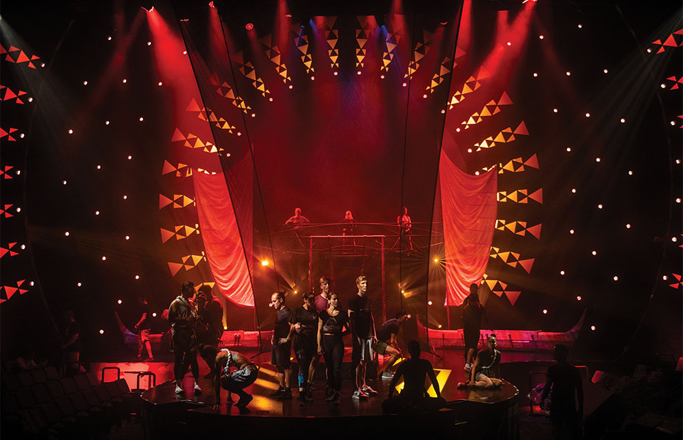 a colorful stage performance with lots of light